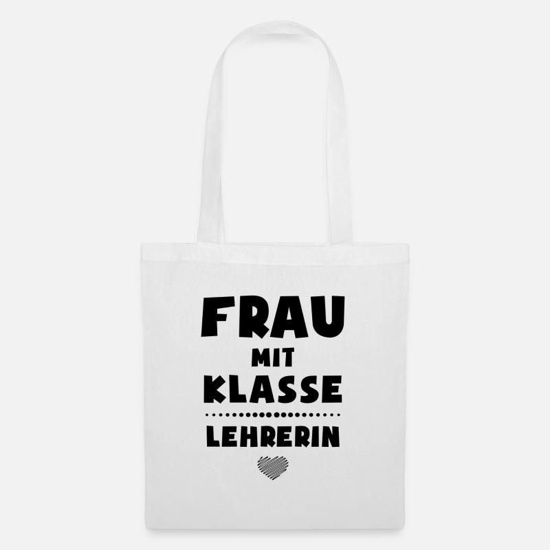 Frau mit Klasse - Lehrerin / Klassenlehrerin - Stoffbeutel - Weiß