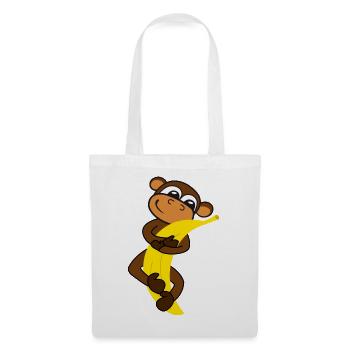 Singe avec des bananes - Sac en tissu - blanc - Devant
