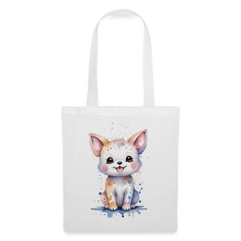 Kawaii Canine Charm: Watercolor Dog Painting - Tote Bag - white - Front