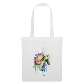 Gelassene Schildkröte - Aquarell - Stoffbeutel - Weiß - Vorne