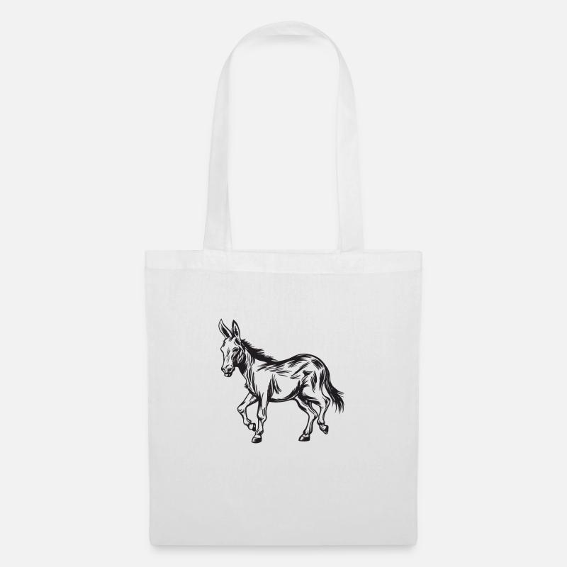 Esel Silhouette Donkey Maultier Stur Geschenk - Stoffbeutel - Weiß