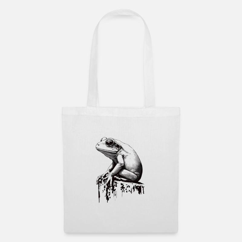 Frosch Stencil Design Kunst - Stoffbeutel - Weiß