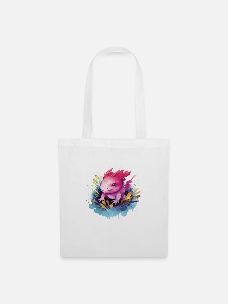 Bunter Axolotl - Niedliches Design Für - Stoffbeutel - Weiß