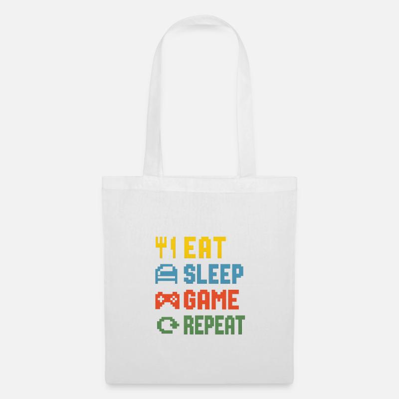 Manger dormir jeu Répéter - Sac en tissu - blanc