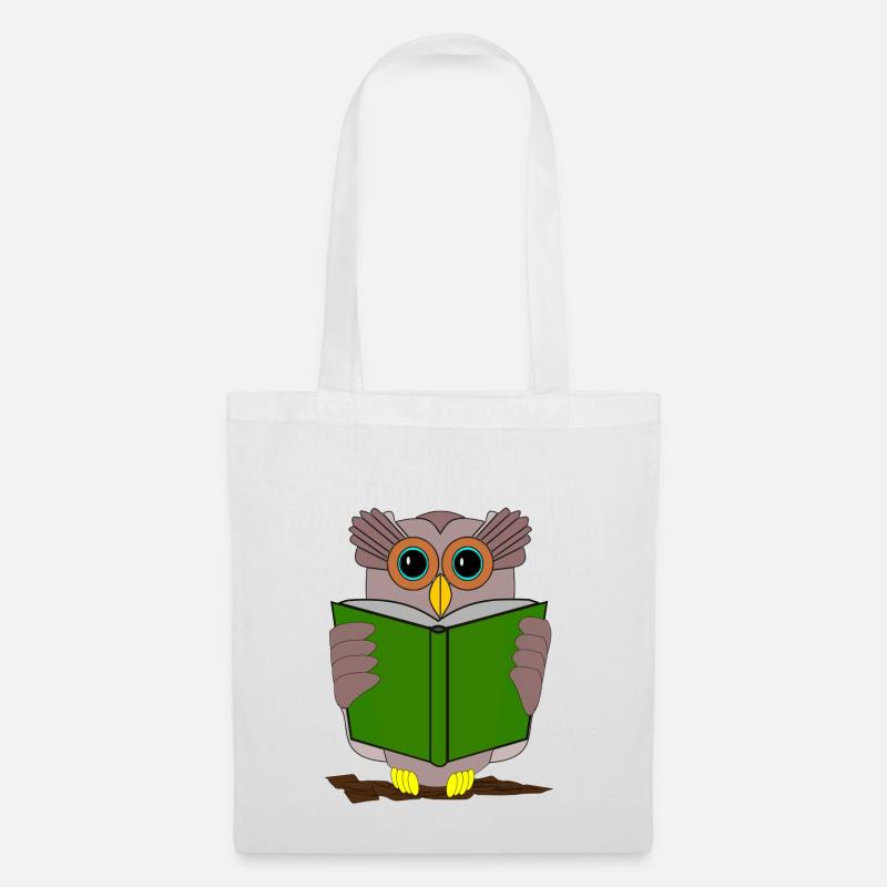 owl eule kautz uhu books buch buecher lesen - Stoffbeutel - Weiß