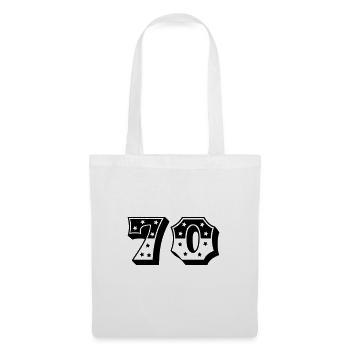 Zahl 70 - 70. Geburtstag - 70er Jahre Retro - Stoffbeutel - Weiß - Vorne