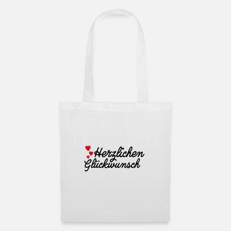 Herzlichen Glückwunsch Gratulation - Stoffbeutel - Weiß