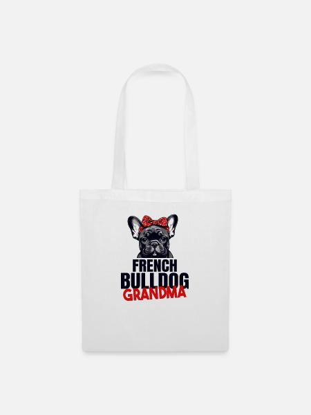 Französische Bulldogge, French Bulldog, Frenchie - Stoffbeutel - Weiß