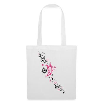 Butterfly with tribal ornament and flowers - Tote Bag - white - Front