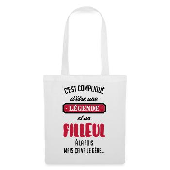 Parrain / Marraine / Filleule / Filleul / Baptême - Sac en tissu - blanc - Devant