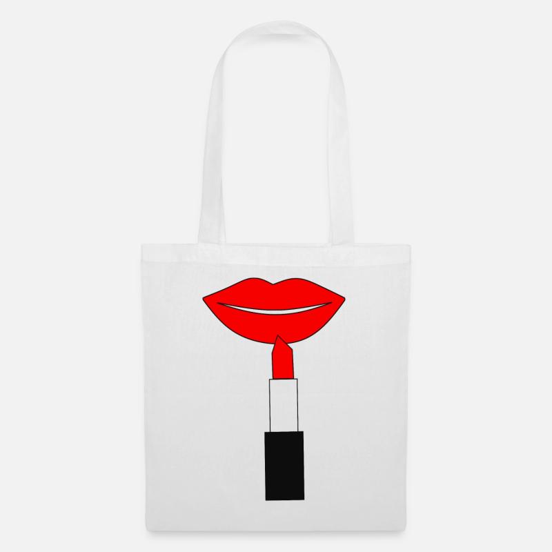 Lippenstift Lippen rot - Stoffbeutel - Weiß
