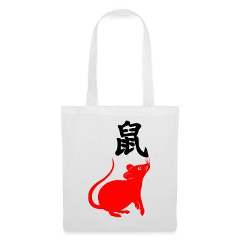 Chinese character rat with red rat - Tote Bag - white - Front