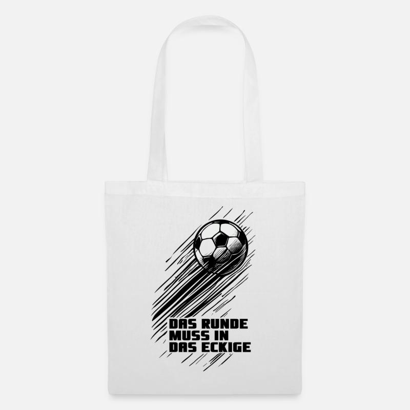 Runde muss ins Eckige Fußball Trainer Fans Spieler - Stoffbeutel - Weiß