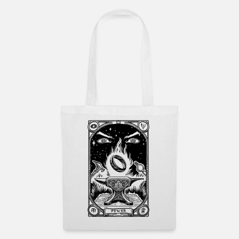 Ein Ring Tarot schwarz - Stoffbeutel - Weiß