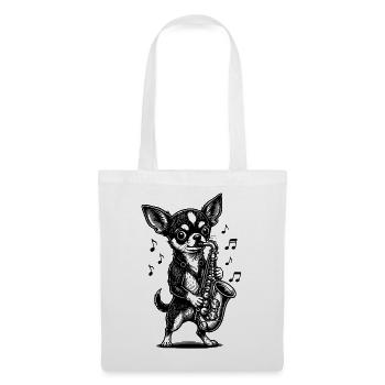 Musical Chihuahua Saxophone Art - Sac en tissu - blanc - Devant