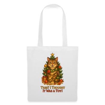 Kater im Weihnachtsbaum witz - Stoffbeutel - Weiß - Vorne