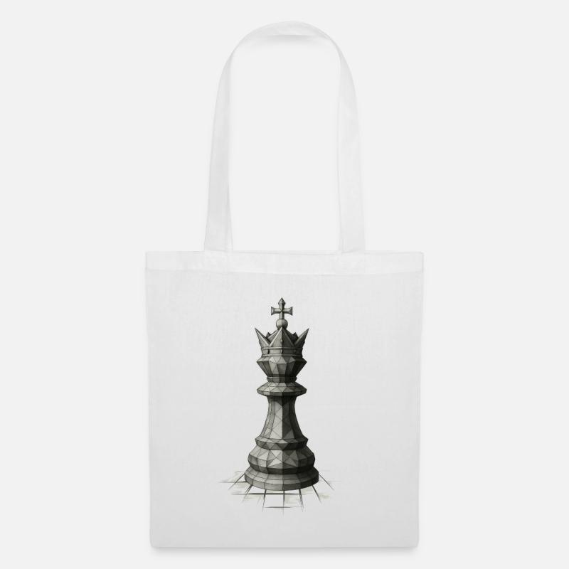 Chess King on Board – Dark Strategy Illustrations - Tote Bag - white