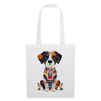 Flower Dog Cute Little Dog Dog Design - Tote Bag - white - Front