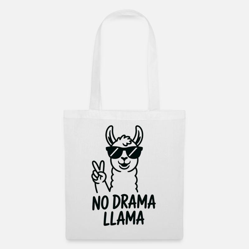 Kein Drama Lama-Friedenszeichen - Stoffbeutel - Weiß
