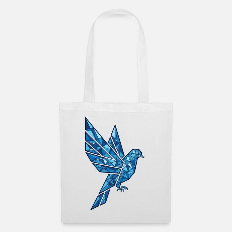 Polygon Taube Blau Flying–Abstract Geometric Dove - Stoffbeutel - Weiß