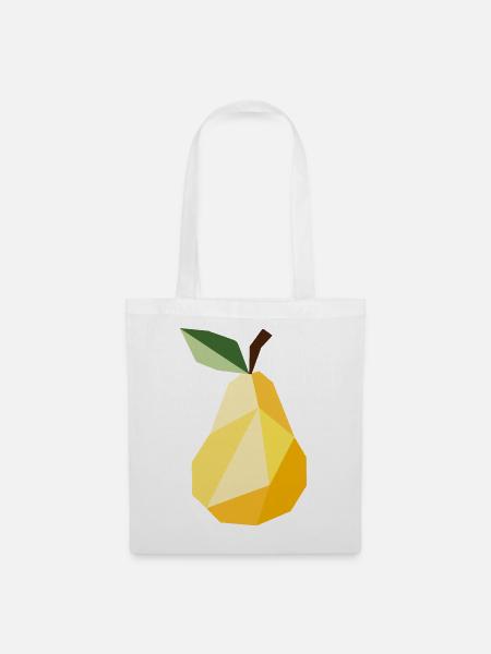 Geometrische Birne – Modernes Obst Motiv  - Stoffbeutel - Weiß