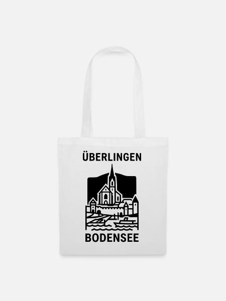 Überlingen Bodensee Silhouette Wahrzeichen - Stoffbeutel - Weiß