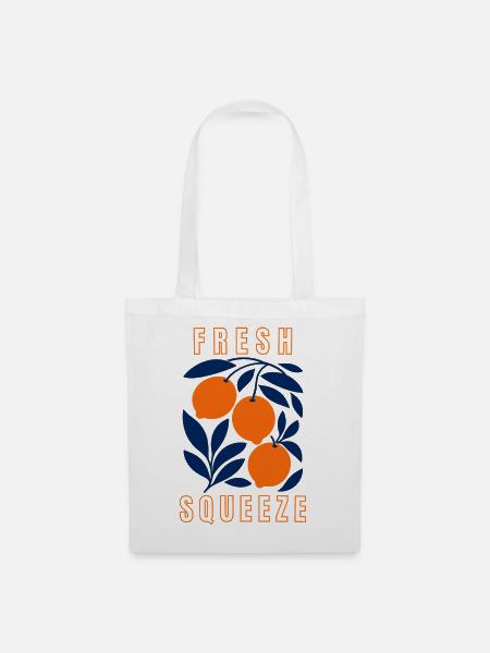 Frische Zitrus-Orangen-Blattdesign - Stoffbeutel - Weiß