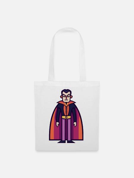 Vampir mit Umhang Halloween Symbol - Stoffbeutel - Weiß