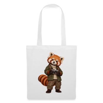 Red Panda Fotograf mit Kamera - Stoffbeutel - Weiß - Vorne