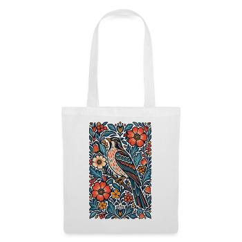 Gotische Whimsigoth-Raben-Krähe-Blumenvogelkunst - Stoffbeutel - Weiß - Vorne