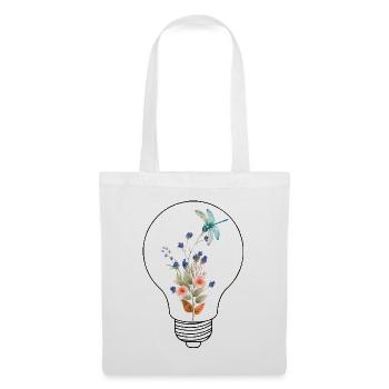 Une lampe à ampoule avec des fleurs Glühbirne mit Blumen - Sac en tissu - blanc - Devant