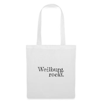 Weilburg rockt - Textdesign mit Stadtnamen - Stoffbeutel - Weiß - Vorne