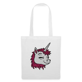 Tête joyeuse licorne comique - Sac en tissu - blanc - Devant