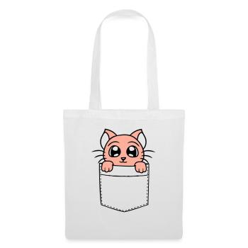 Petit chat mignon dans le sac sac de chemise à poche de poitrine - Sac en tissu - blanc - Devant