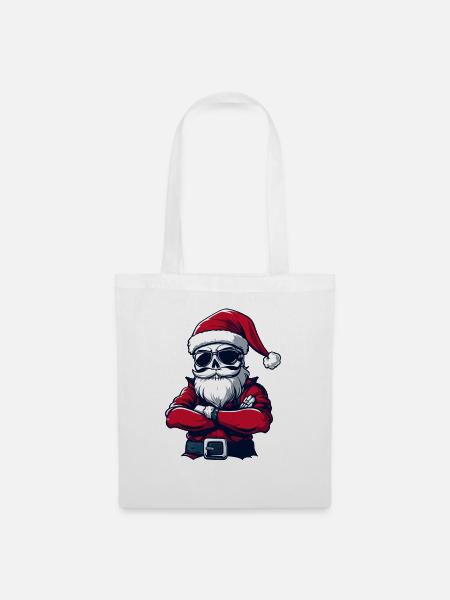 Weihnachtsmann Skull - Stoffbeutel - Weiß