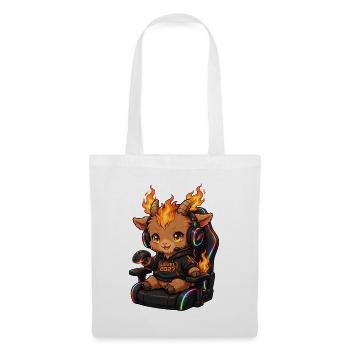 Kawaii Gamer Girl Fire Goat Shirt | Pink Headset  - Stoffbeutel - Weiß - Vorne