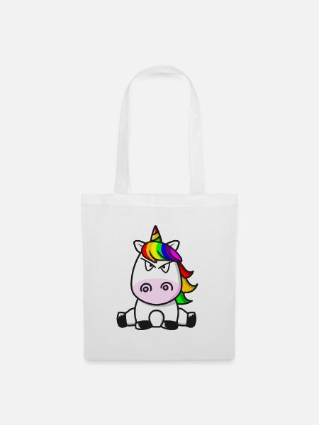 Ich hasse Menschen Süßes Einhorn Böser Blick - Stoffbeutel - Weiß