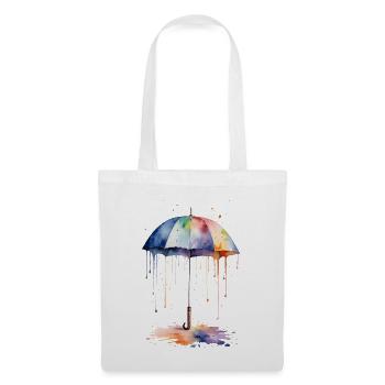 Aquarell Regenschirm blüht mit Farbe - Stoffbeutel - Weiß - Vorne