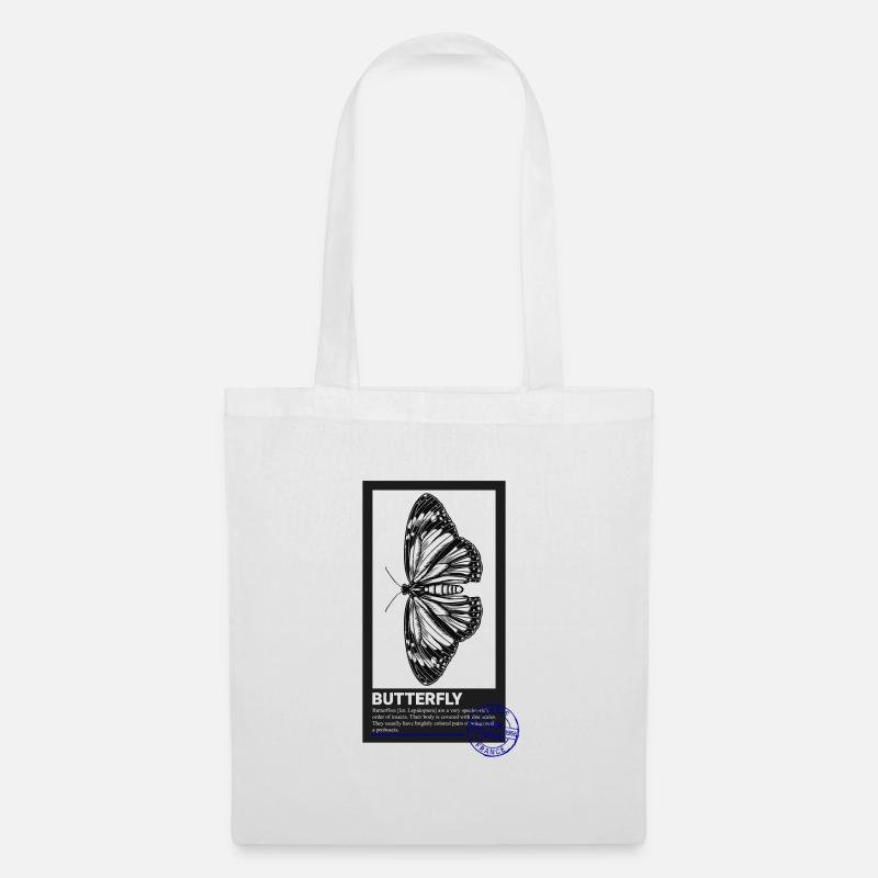 Timbre-poste papillon - Sac en tissu - blanc
