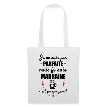 pas parfaite marraine, cadeau marraine - Sac en tissu - blanc - Devant