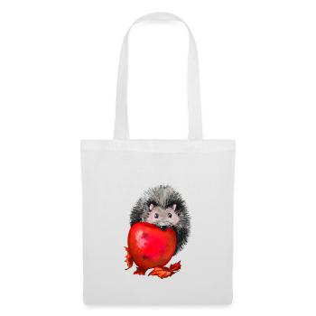 Igel mit Apfel - Stoffbeutel - Weiß - Vorne