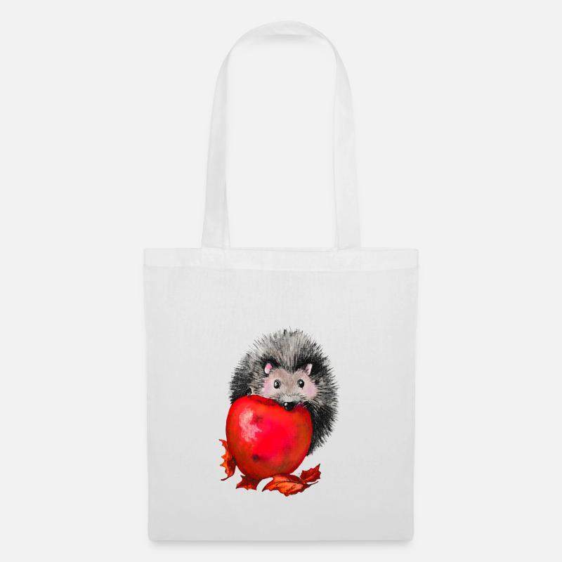 Hedgehog with apple - Tote Bag - white