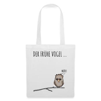 Der fruehe Vogel schwarz - Stoffbeutel - Weiß - Vorne