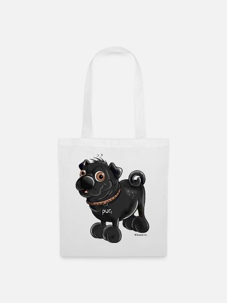 Carlin noir drôle - Sac en tissu - blanc