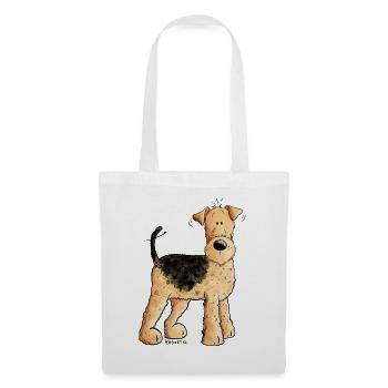 Happy Airedale Terrier I Hunde Comic - Stoffbeutel - Weiß - Vorne
