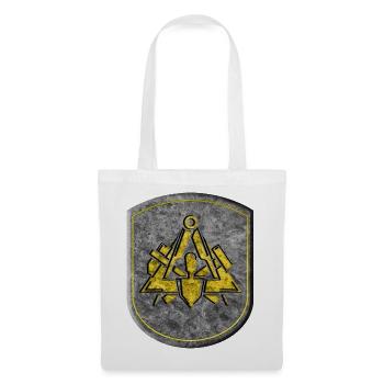 Zunftzeichen Maurer 3D Steinoptik Gold Emblem - Stoffbeutel - Weiß - Vorne