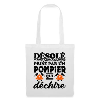 fille prise par un pompier qui déchire - Sac en tissu - blanc - Devant