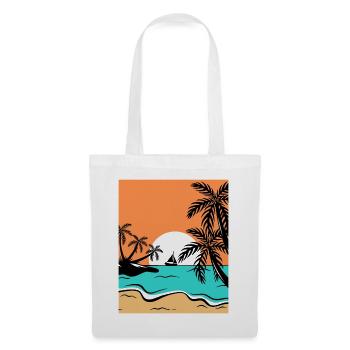 Sérénité tropicale au coucher de soleil - Sac en tissu - blanc - Devant
