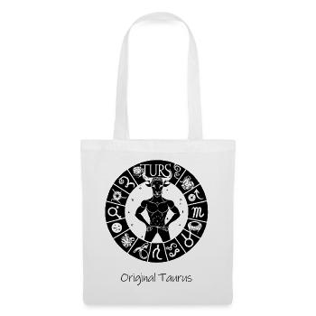 Signe du zodiaque Taureau 001 noir - Sac en tissu - blanc - Devant