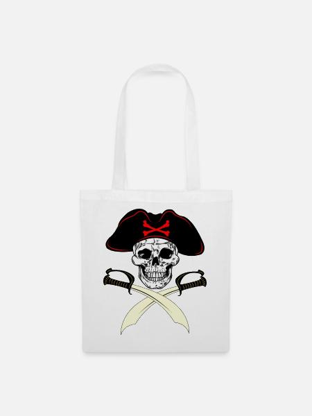 Totenkopf-Pirat - Stoffbeutel - Weiß